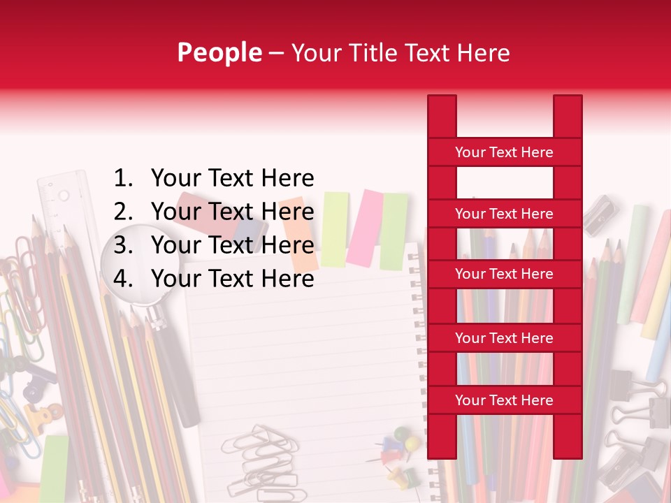 A Pile Of School Supplies With A Name Of Presentation PowerPoint Template