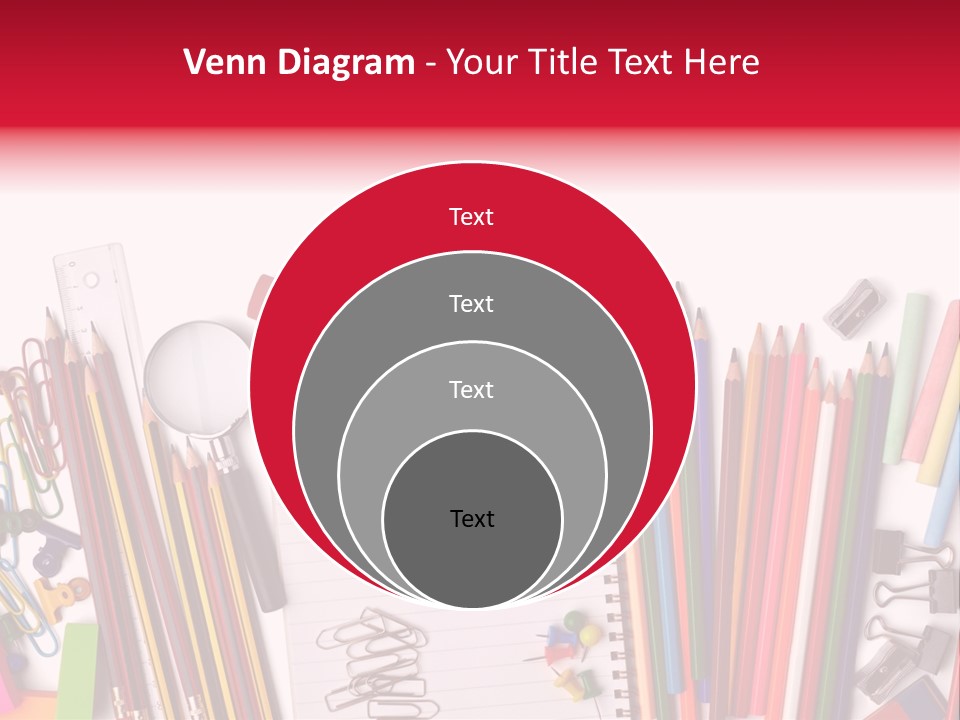 A Pile Of School Supplies With A Name Of Presentation PowerPoint Template