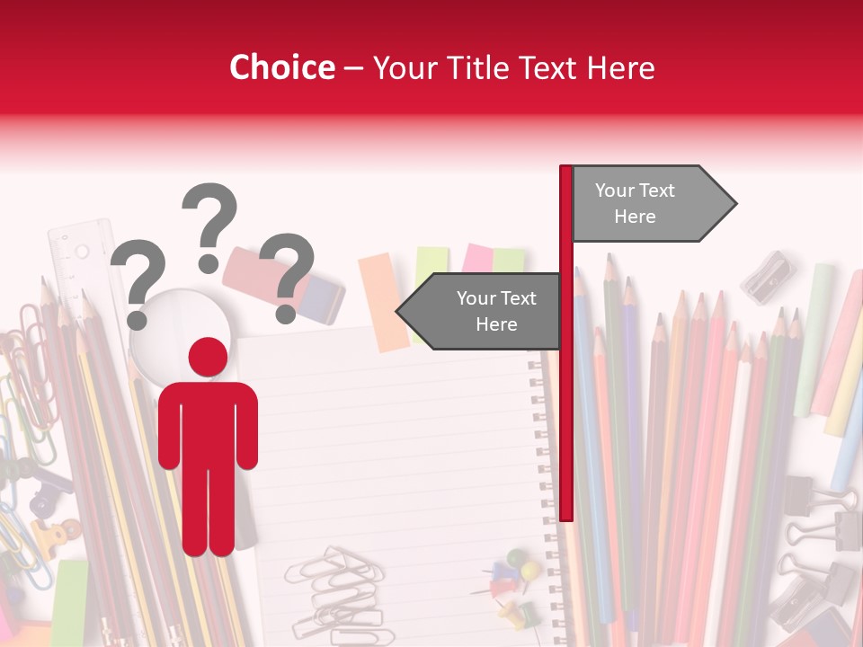 A Pile Of School Supplies With A Name Of Presentation PowerPoint Template