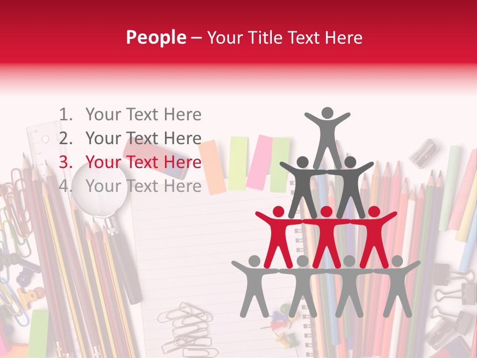 A Pile Of School Supplies With A Name Of Presentation PowerPoint Template