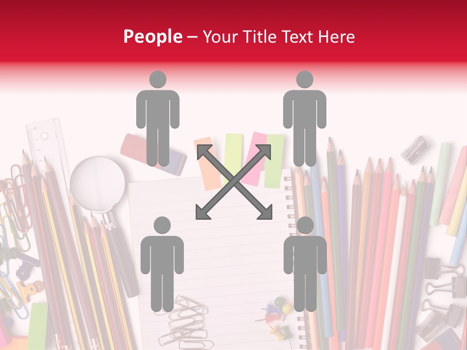 A Pile Of School Supplies With A Name Of Presentation PowerPoint Template