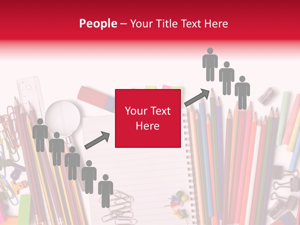 A Pile Of School Supplies With A Name Of Presentation PowerPoint Template