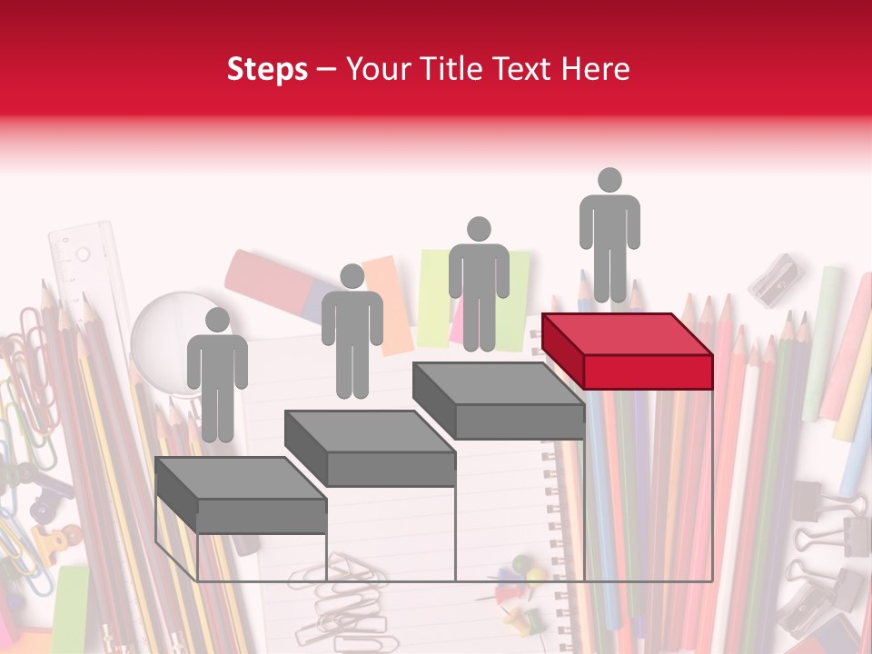 A Pile Of School Supplies With A Name Of Presentation PowerPoint Template