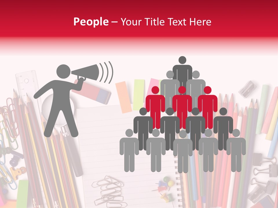 A Pile Of School Supplies With A Name Of Presentation PowerPoint Template