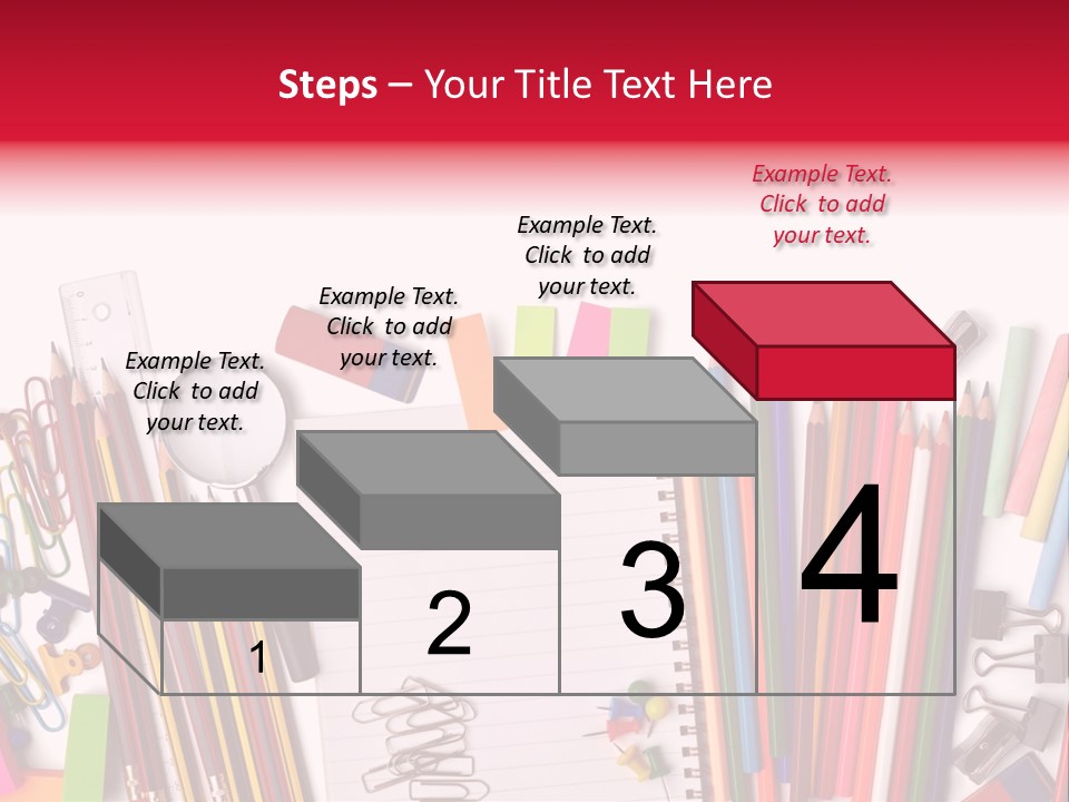 A Pile Of School Supplies With A Name Of Presentation PowerPoint Template