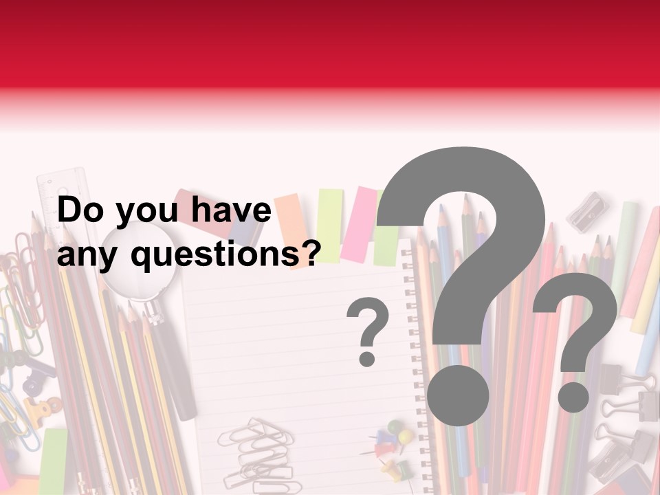 A Pile Of School Supplies With A Name Of Presentation PowerPoint Template