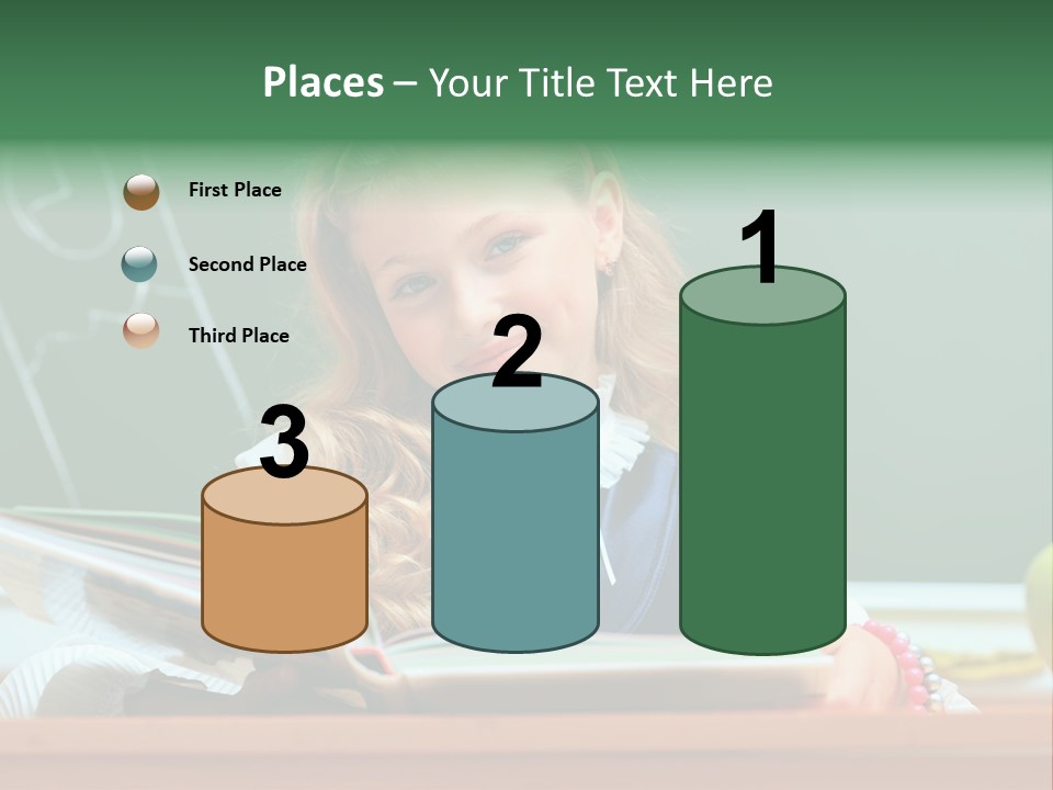 A Young Girl Is Reading A Book In Front Of A Chalkboard PowerPoint Template