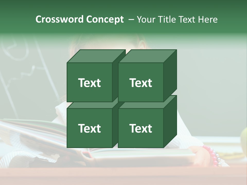 A Young Girl Is Reading A Book In Front Of A Chalkboard PowerPoint Template