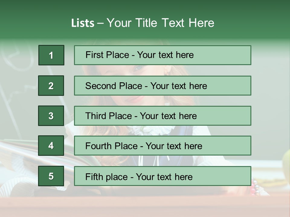 A Young Girl Is Reading A Book In Front Of A Chalkboard PowerPoint Template
