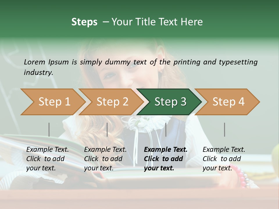 A Young Girl Is Reading A Book In Front Of A Chalkboard PowerPoint Template