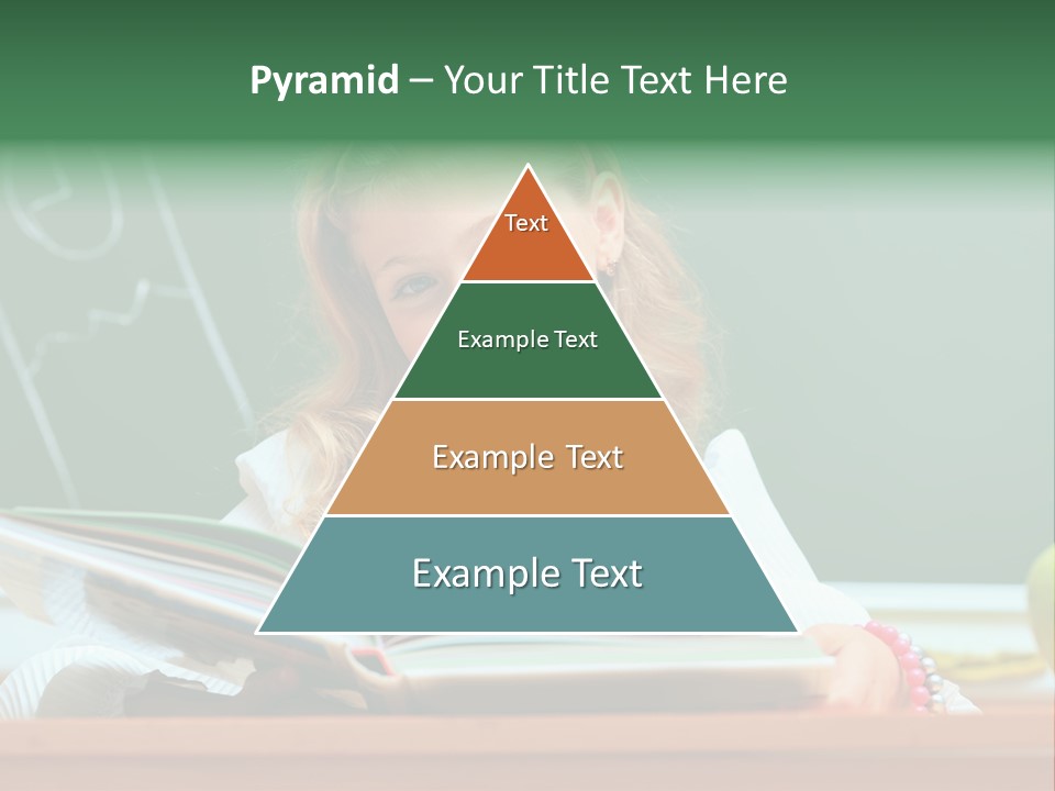 A Young Girl Is Reading A Book In Front Of A Chalkboard PowerPoint Template