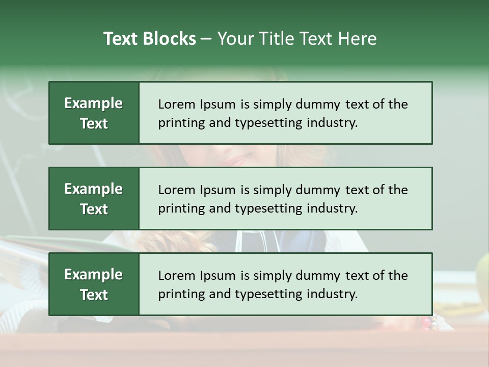 A Young Girl Is Reading A Book In Front Of A Chalkboard PowerPoint Template