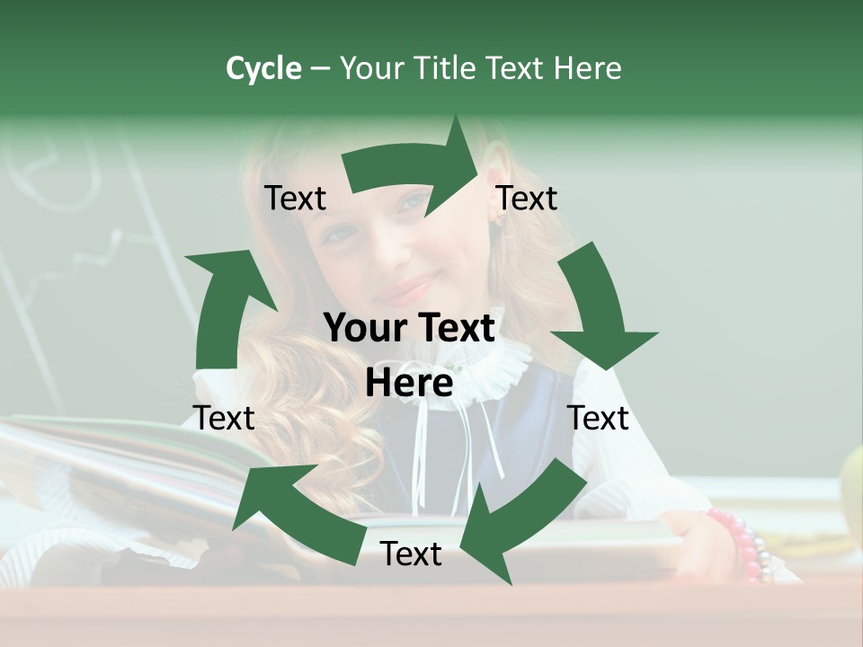 A Young Girl Is Reading A Book In Front Of A Chalkboard PowerPoint Template