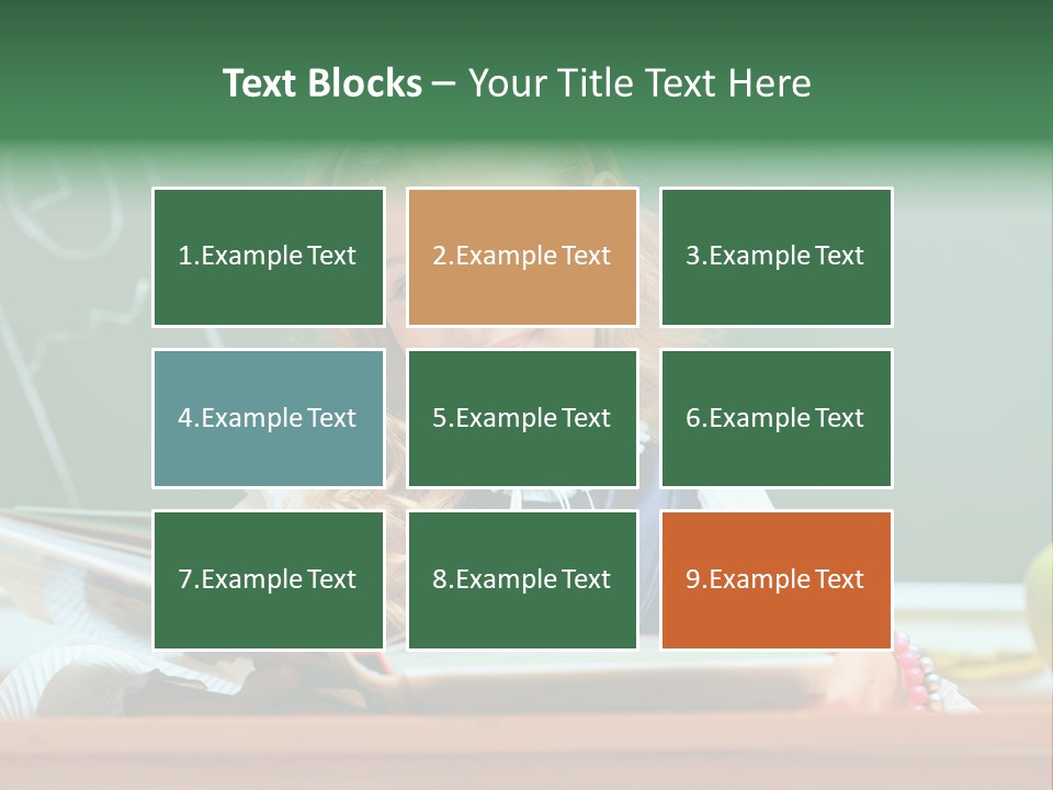 A Young Girl Is Reading A Book In Front Of A Chalkboard PowerPoint Template