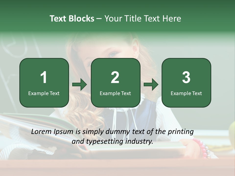 A Young Girl Is Reading A Book In Front Of A Chalkboard PowerPoint Template