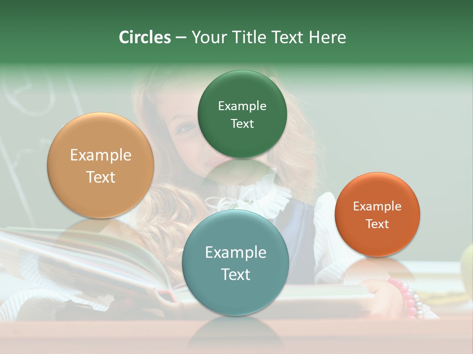 A Young Girl Is Reading A Book In Front Of A Chalkboard PowerPoint Template