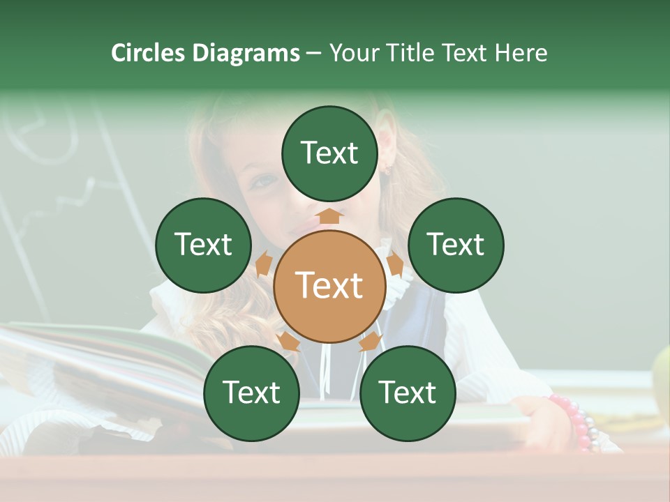 A Young Girl Is Reading A Book In Front Of A Chalkboard PowerPoint Template