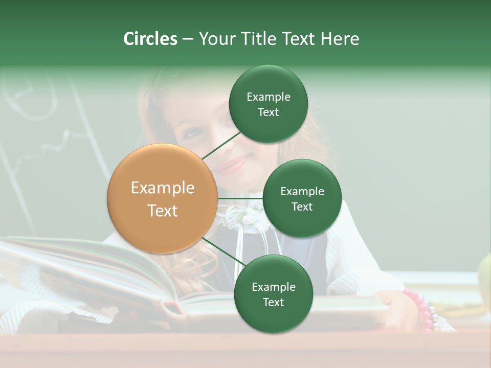 A Young Girl Is Reading A Book In Front Of A Chalkboard PowerPoint Template