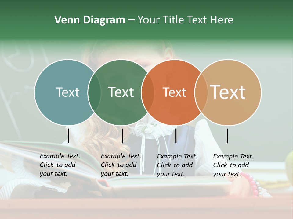 A Young Girl Is Reading A Book In Front Of A Chalkboard PowerPoint Template