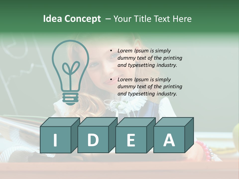 A Young Girl Is Reading A Book In Front Of A Chalkboard PowerPoint Template