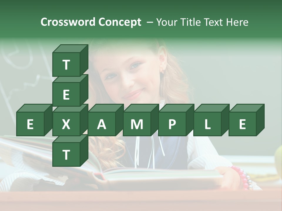 A Young Girl Is Reading A Book In Front Of A Chalkboard PowerPoint Template