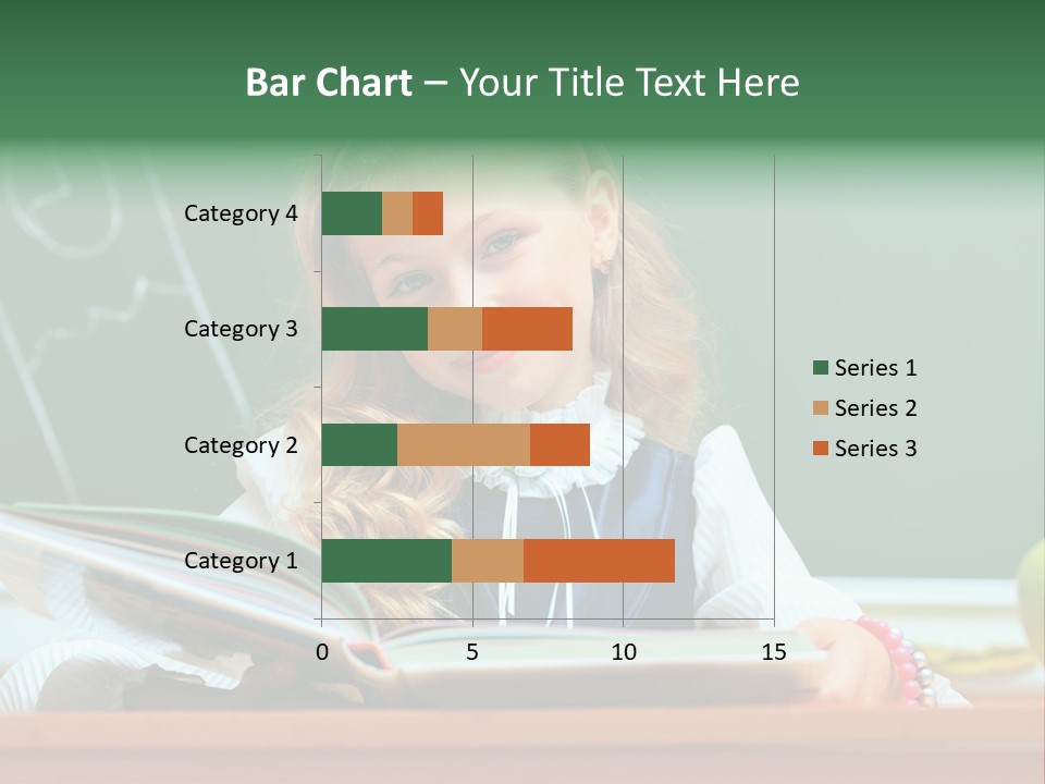 A Young Girl Is Reading A Book In Front Of A Chalkboard PowerPoint Template