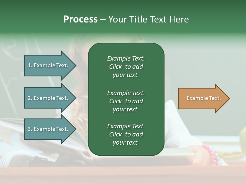 A Young Girl Is Reading A Book In Front Of A Chalkboard PowerPoint Template