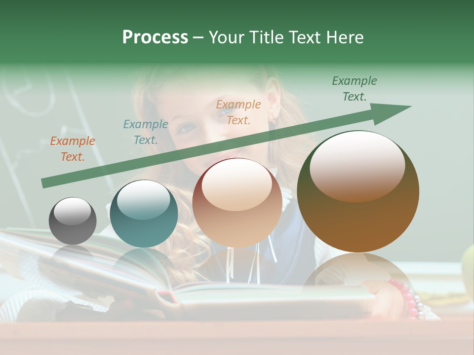 A Young Girl Is Reading A Book In Front Of A Chalkboard PowerPoint Template