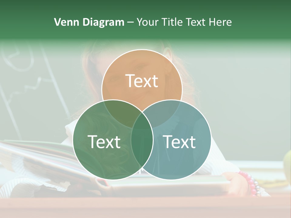 A Young Girl Is Reading A Book In Front Of A Chalkboard PowerPoint Template