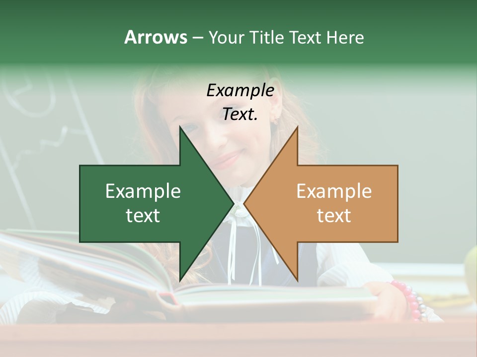 A Young Girl Is Reading A Book In Front Of A Chalkboard PowerPoint Template