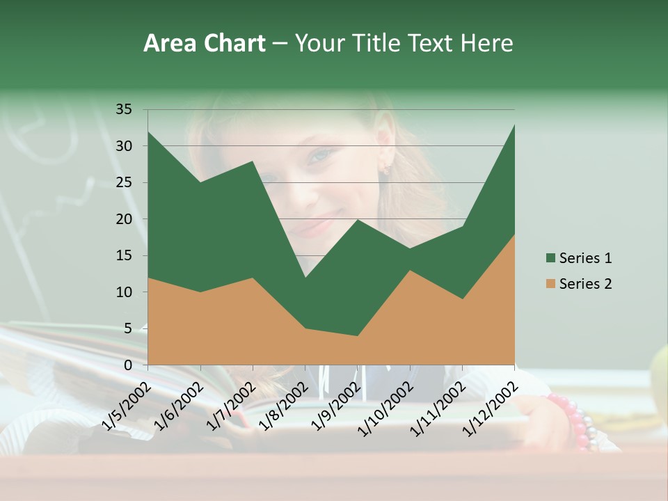 A Young Girl Is Reading A Book In Front Of A Chalkboard PowerPoint Template