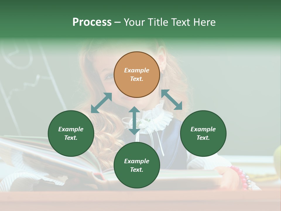 A Young Girl Is Reading A Book In Front Of A Chalkboard PowerPoint Template
