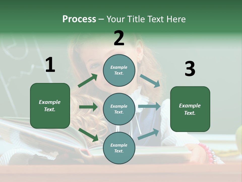 A Young Girl Is Reading A Book In Front Of A Chalkboard PowerPoint Template