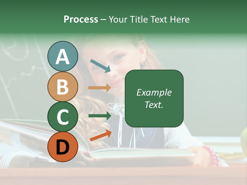 A Young Girl Is Reading A Book In Front Of A Chalkboard PowerPoint Template