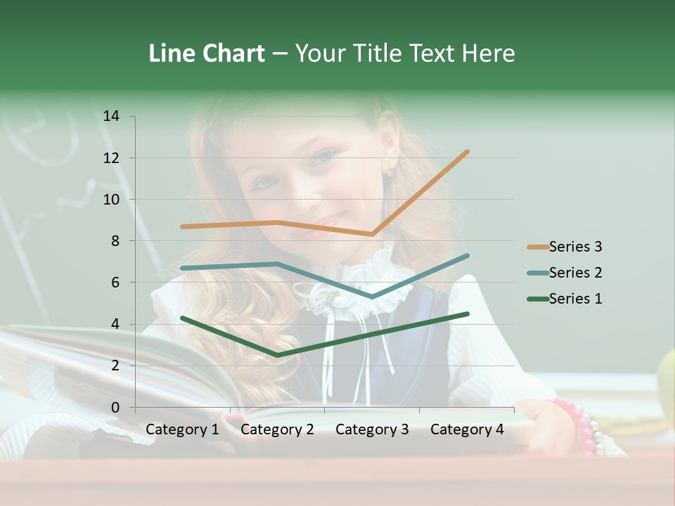 A Young Girl Is Reading A Book In Front Of A Chalkboard PowerPoint Template
