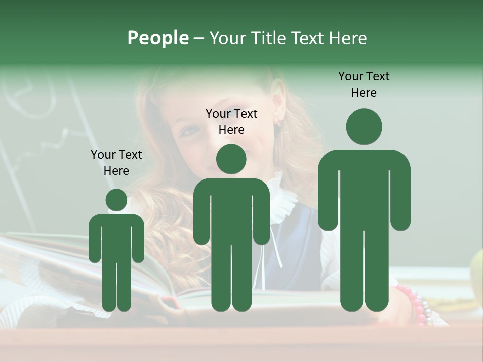 A Young Girl Is Reading A Book In Front Of A Chalkboard PowerPoint Template