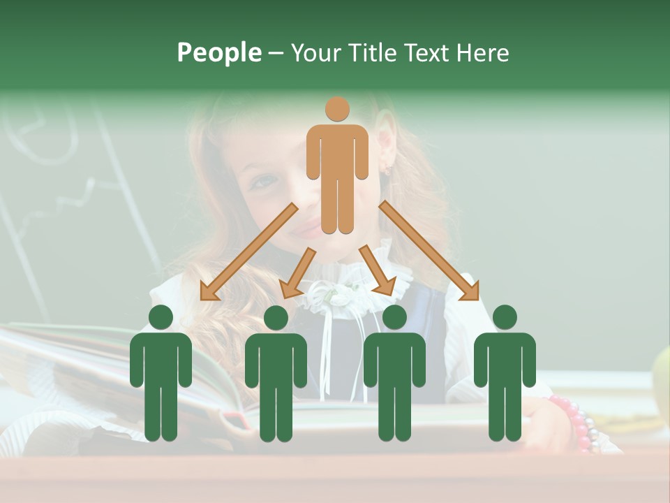 A Young Girl Is Reading A Book In Front Of A Chalkboard PowerPoint Template