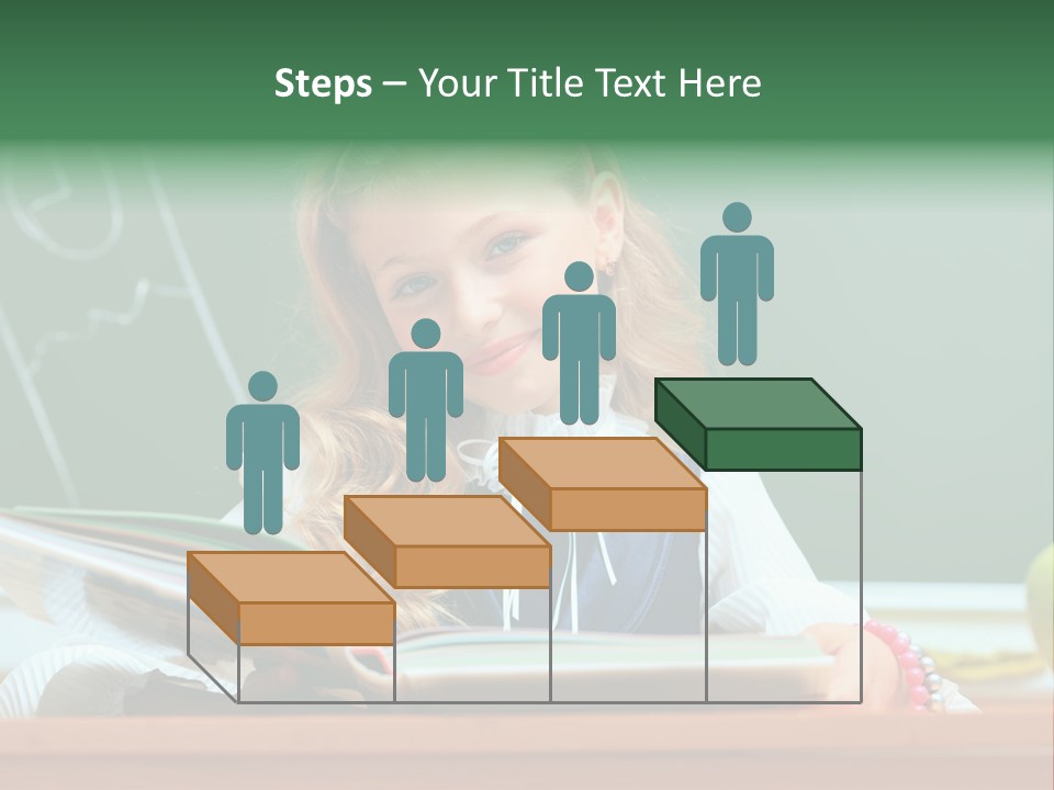 A Young Girl Is Reading A Book In Front Of A Chalkboard PowerPoint Template