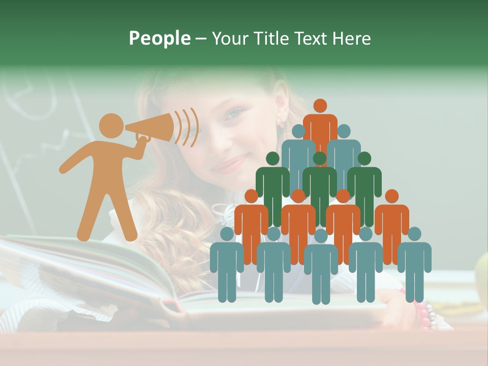 A Young Girl Is Reading A Book In Front Of A Chalkboard PowerPoint Template