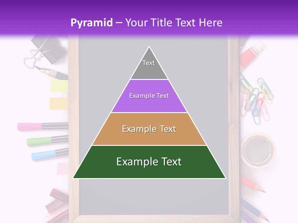 A Blackboard Surrounded By School Supplies On A Purple And White Background PowerPoint Template