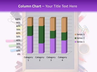 A Blackboard Surrounded By School Supplies On A Purple And White Background PowerPoint Template