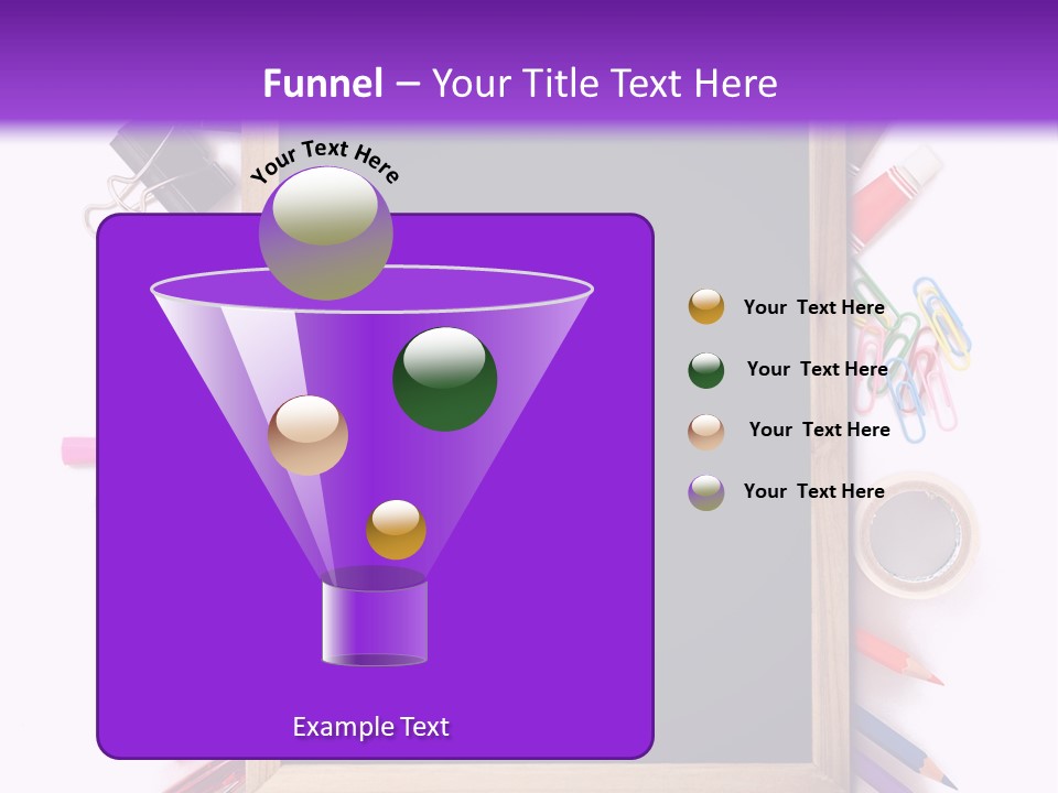 A Blackboard Surrounded By School Supplies On A Purple And White Background PowerPoint Template