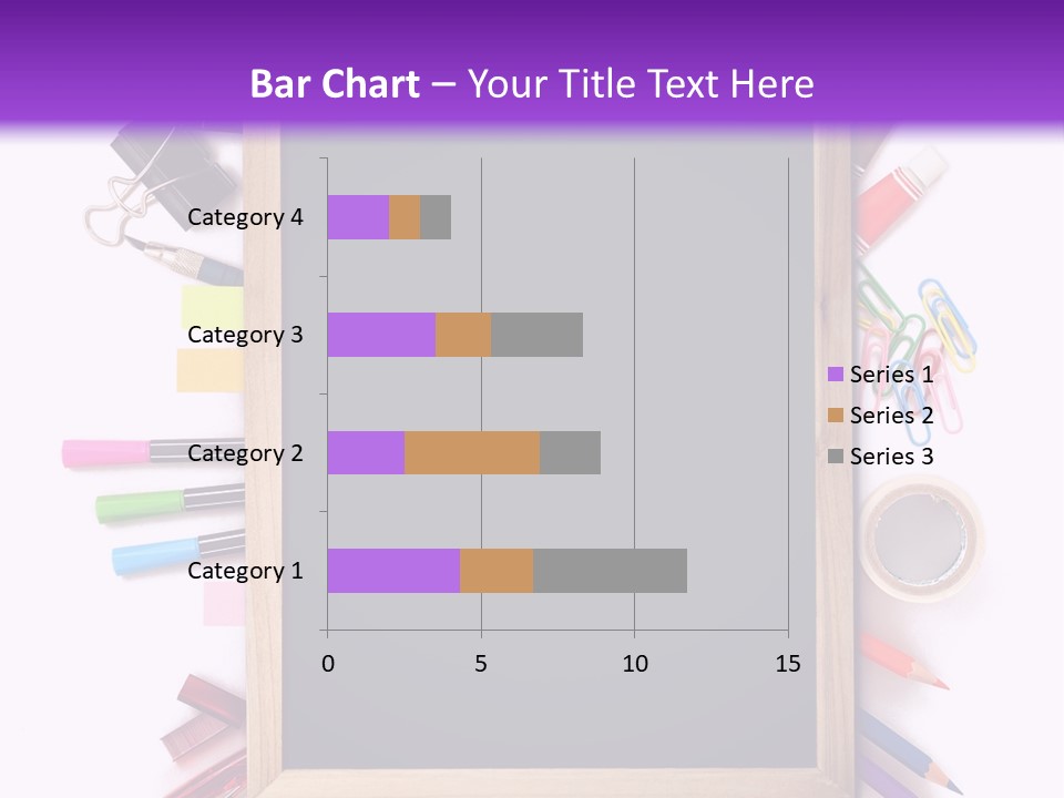 A Blackboard Surrounded By School Supplies On A Purple And White Background PowerPoint Template