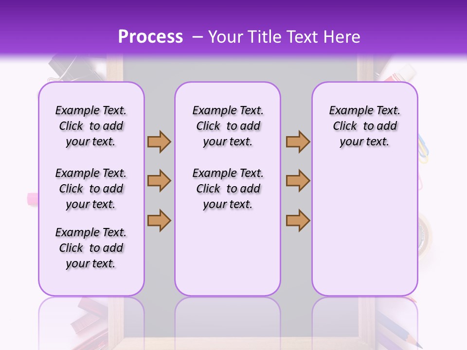 A Blackboard Surrounded By School Supplies On A Purple And White Background PowerPoint Template