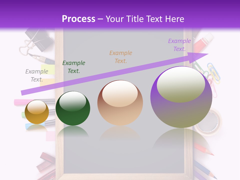 A Blackboard Surrounded By School Supplies On A Purple And White Background PowerPoint Template