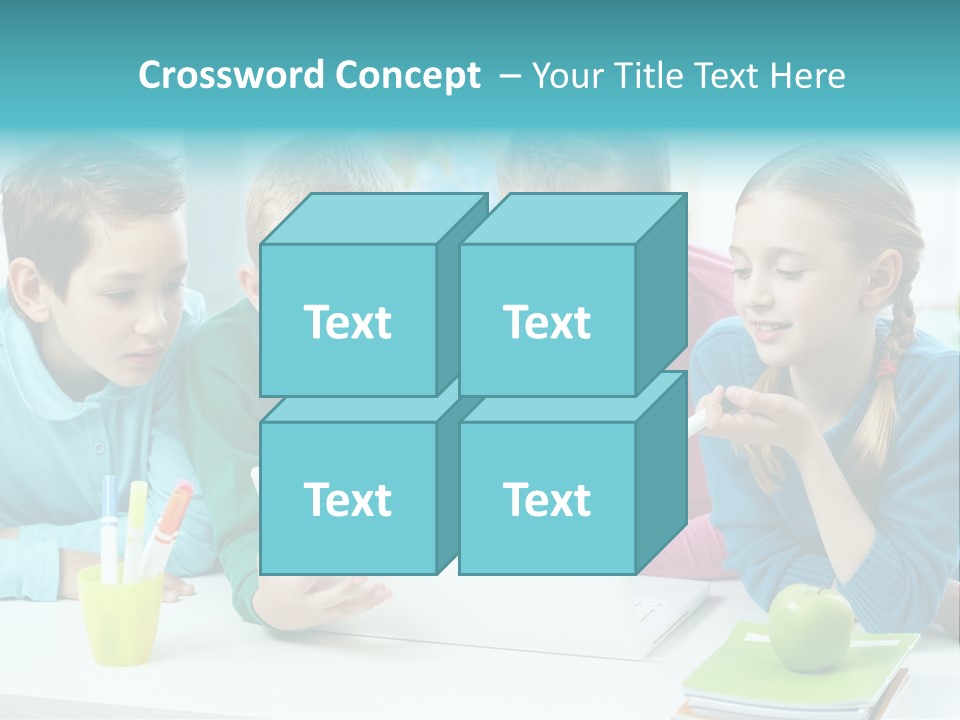 Technology Gathered Schoolchildren PowerPoint Template