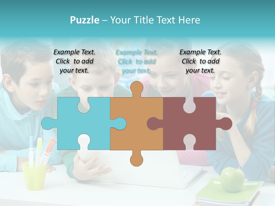 Technology Gathered Schoolchildren PowerPoint Template