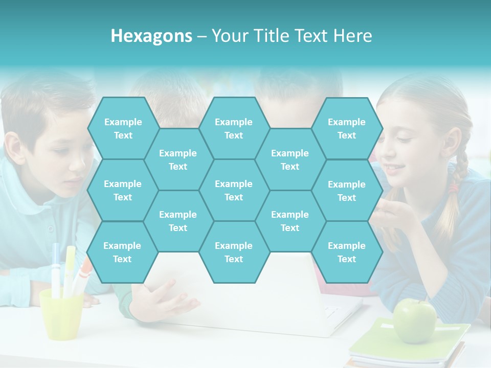Technology Gathered Schoolchildren PowerPoint Template