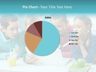 Technology Gathered Schoolchildren PowerPoint Template