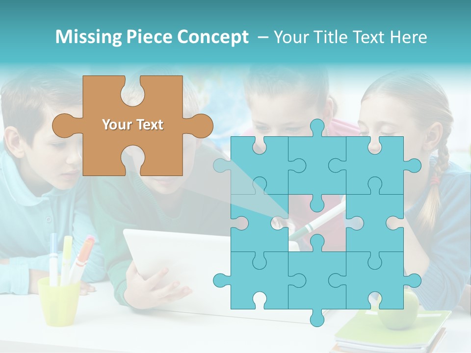 Technology Gathered Schoolchildren PowerPoint Template